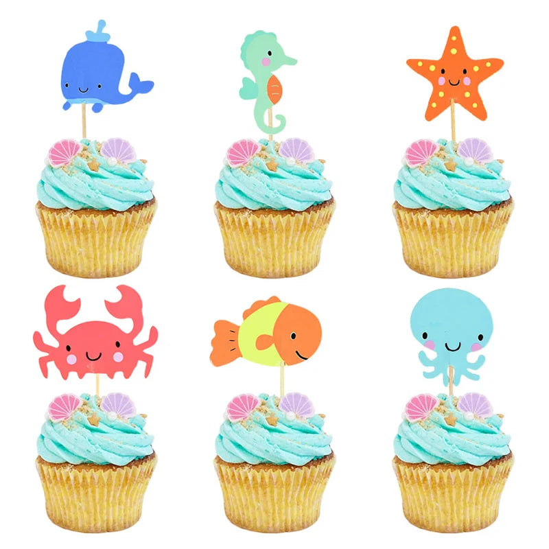 Ocean Animal Cupcake Toppers – 24-Piece Under the Sea Party Set