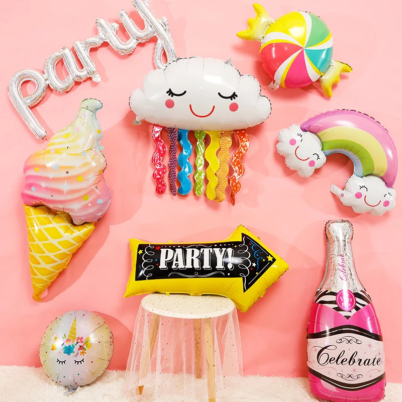 Novelty Food & Number Foil Balloons – Donut, Ice Cream, Fruit & More
