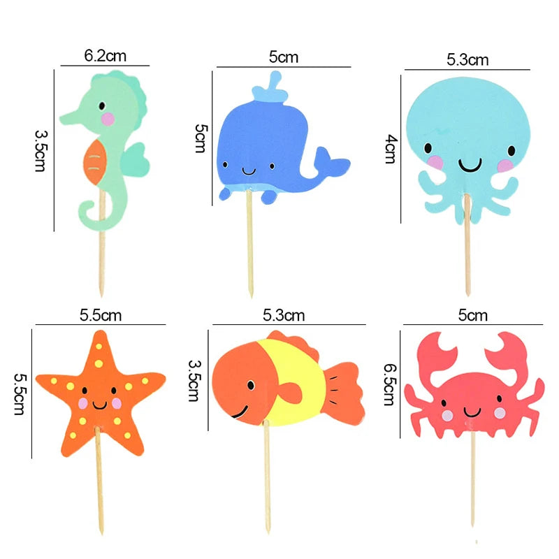 Ocean Animal Cupcake Toppers – 24-Piece Under the Sea Party Set
