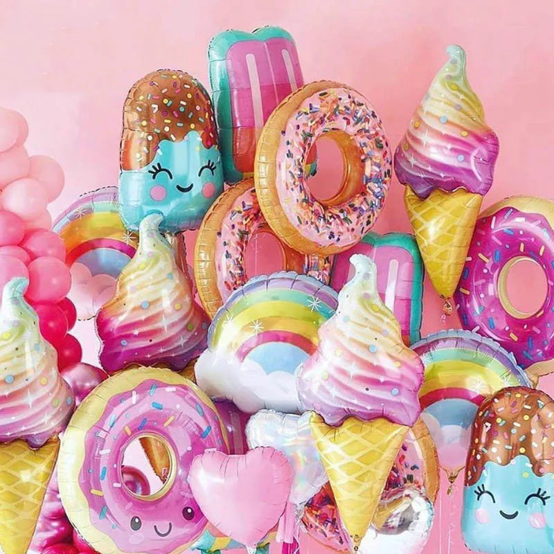 Novelty Food & Number Foil Balloons – Donut, Ice Cream, Fruit & More