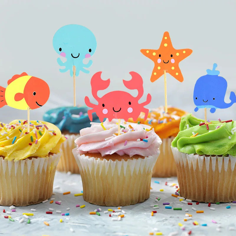 Ocean Animal Cupcake Toppers – 24-Piece Under the Sea Party Set