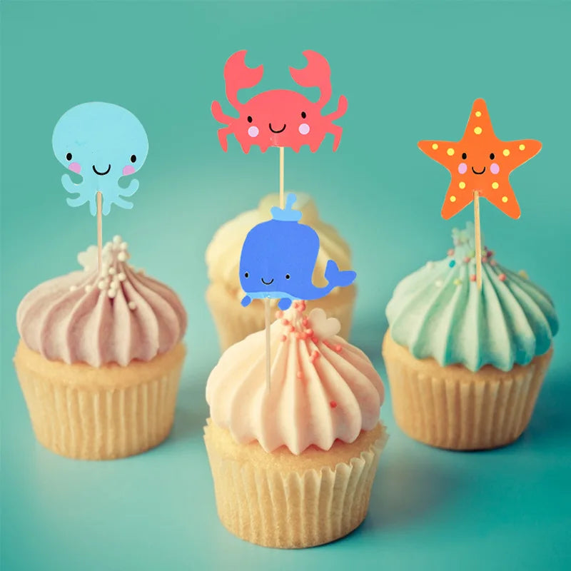 Ocean Animal Cupcake Toppers – 24-Piece Under the Sea Party Set