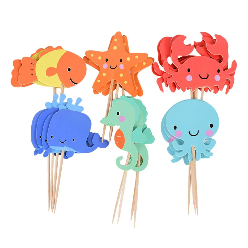 Ocean Animal Cupcake Toppers – 24-Piece Under the Sea Party Set