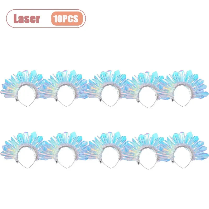 LED Light-Up Laser Headband – Glowing Iridescent Hair Hoop for Festivals, Concerts, Birthdays & Halloween (1, 2, 4, 8 or 10 Pcs)