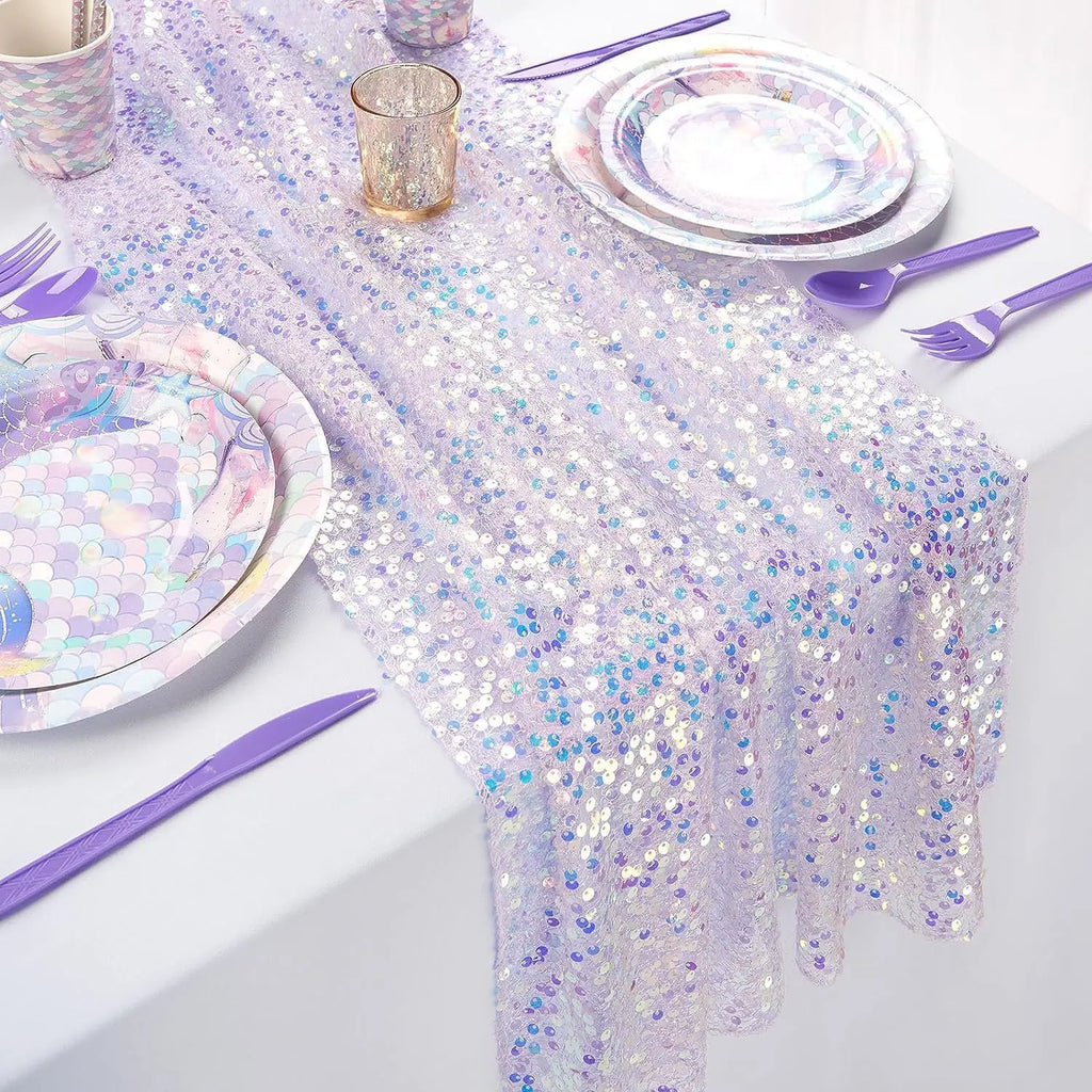 Iridescent Sequin Table Runner – 180 x 30cm Glitter Party & Wedding Decor