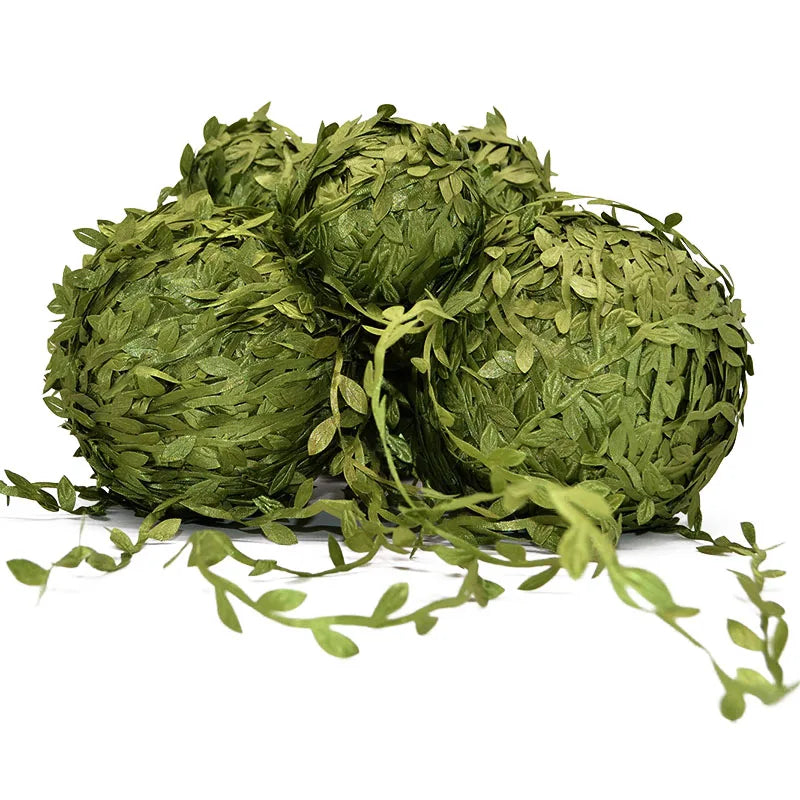Silk Leaf Garland – 10M Artificial Green Leaves for Weddings, Wreaths & DIY Decor