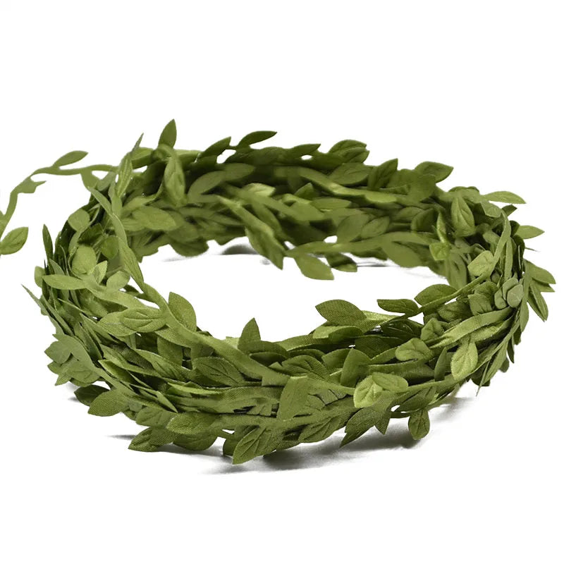 Silk Leaf Garland – 10M Artificial Green Leaves for Weddings, Wreaths & DIY Decor