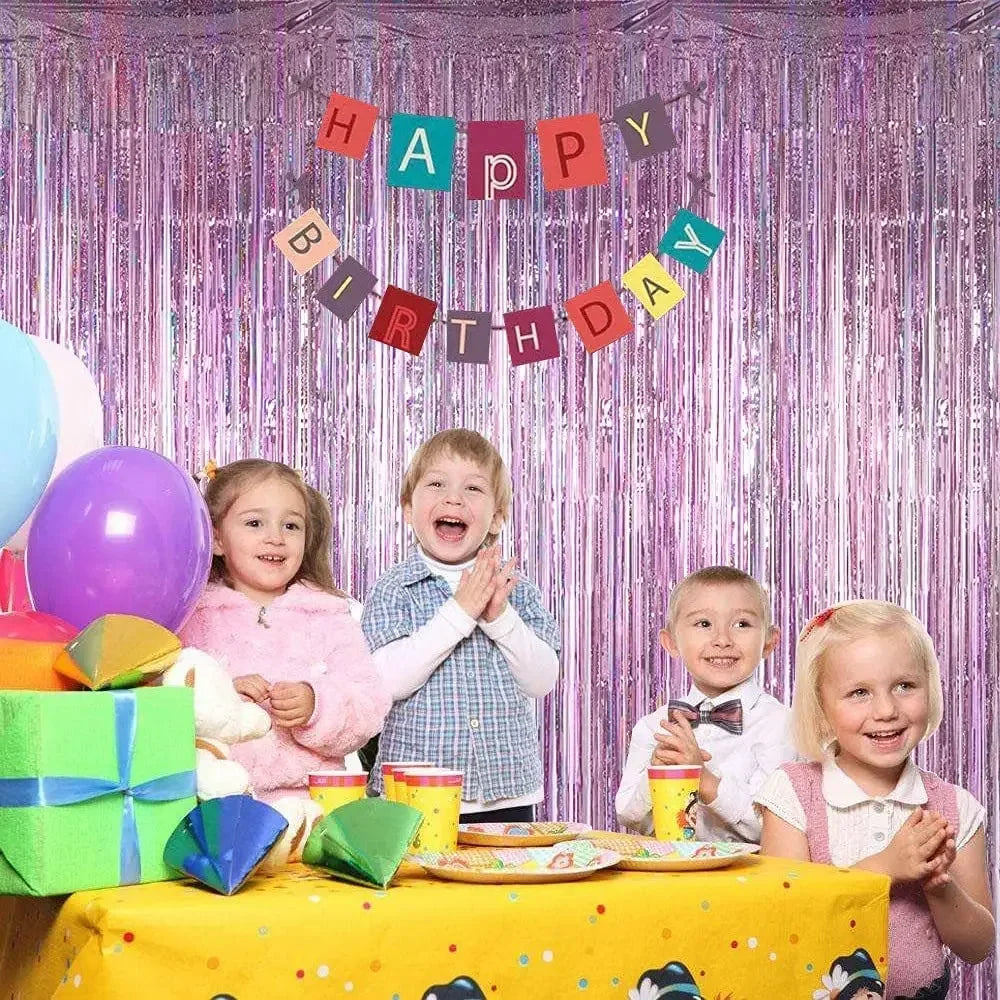 Metallic Foil Fringe Curtain – Party Backdrop & Photo Booth (10 Colors, 1M–3M)