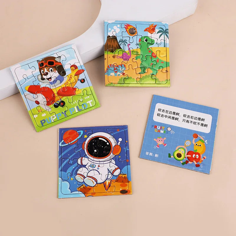 Mini Cartoon Animal Jigsaw Puzzles – 15 or 30 Pcs Kids Educational Party Favors & Pinata Fillers