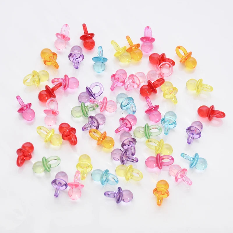 Mini Acrylic Pacifier Confetti for Baby Shower & Gender Reveal (50 & 100 Pack)