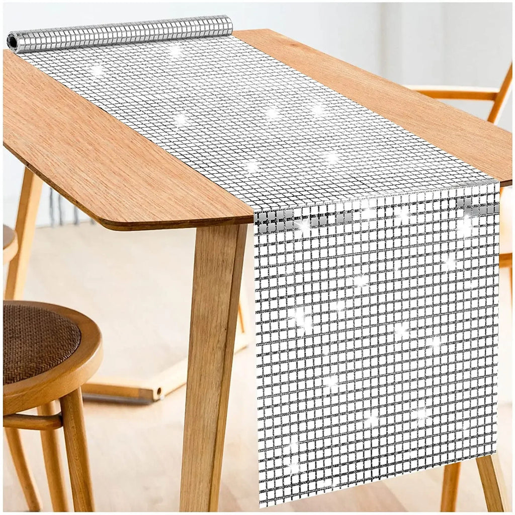 Glitter Sequin Table Runner – Metallic Foil Mirror Finish for Weddings, Birthdays & Party Table Decor (33x180cm or 33x275cm)