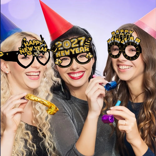 2027 New Year & Milestone Birthday Paper Glasses – Photo Booth Props