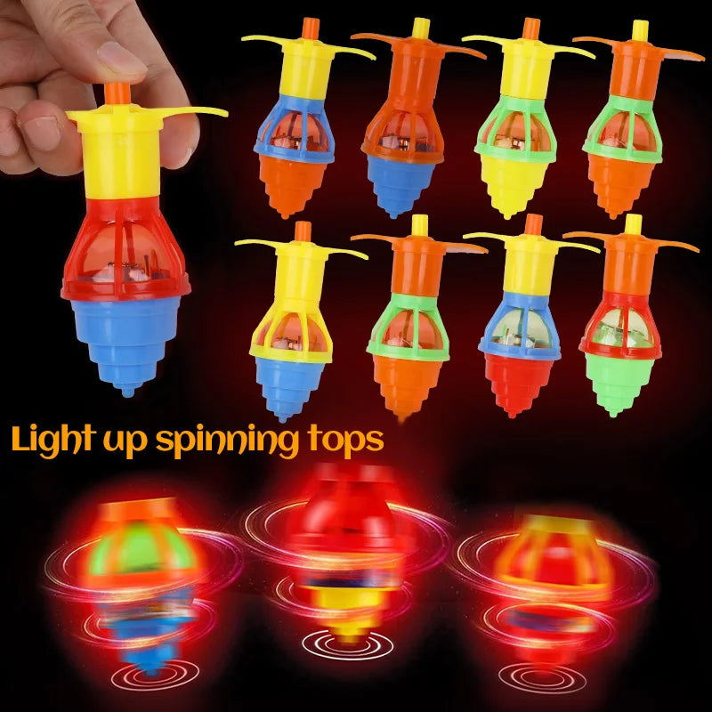 LED Light-Up Spinning Tops – 5, 10 or 20 Pcs Glow Gyro Toys for Kids Party Favors & Gifts