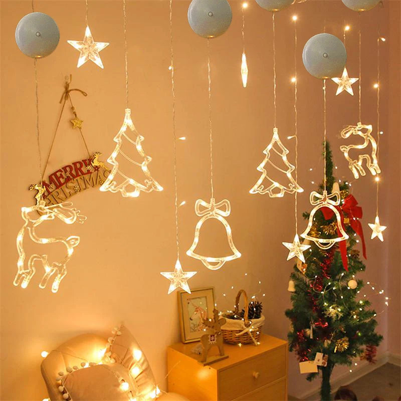 Christmas LED Window Hanging Lights – Holiday Silhouette Ornaments
