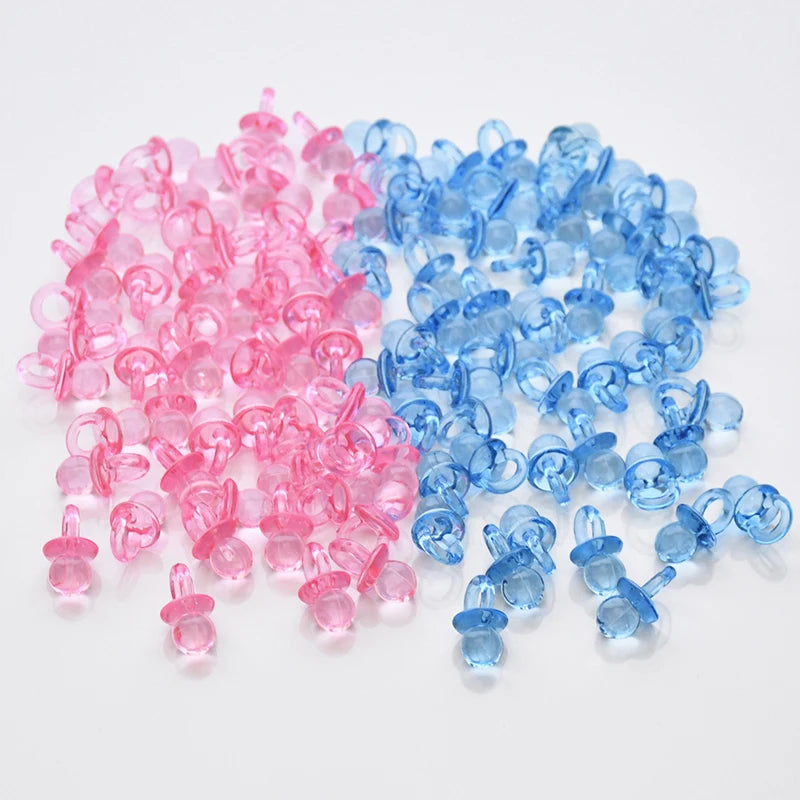Mini Acrylic Pacifier Confetti for Baby Shower & Gender Reveal (50 & 100 Pack)