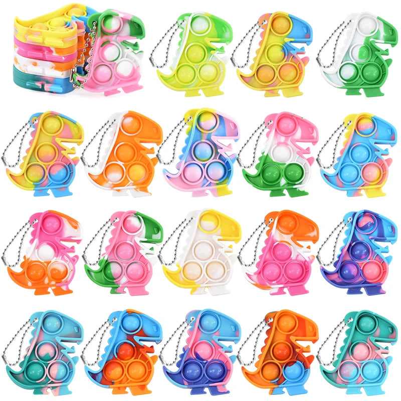 Dinosaur Pop Keychains – Kids Party Favors & Fidget Toys
