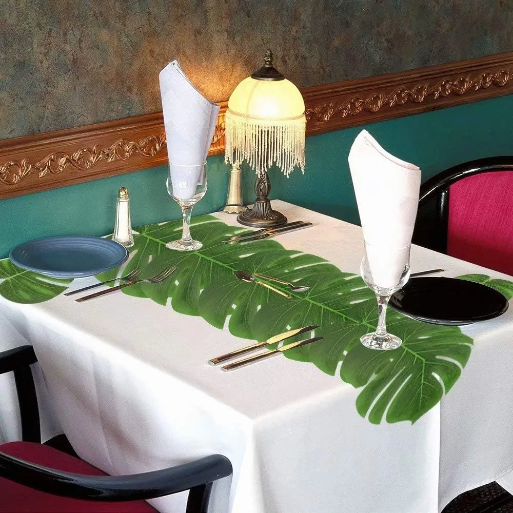 Tropical Palm Leaf & Hibiscus Flower Set – 20-Piece Luau Party Decor