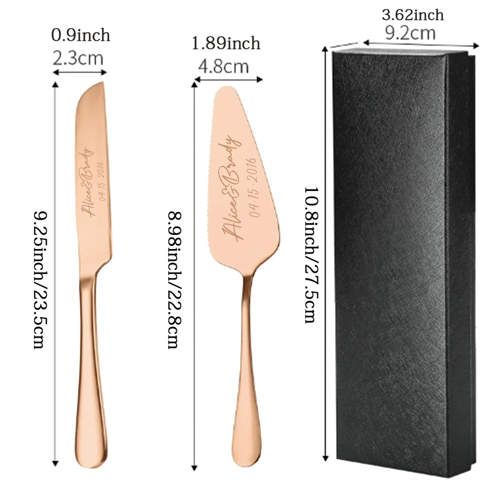Engraved Cake Knife & Server Set – Stainless Steel with Gift Box