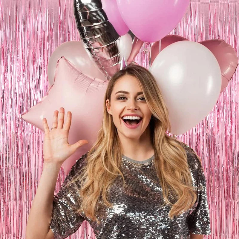 Metallic Foil Fringe Curtain Backdrop – 1, 2 or 4 Pack