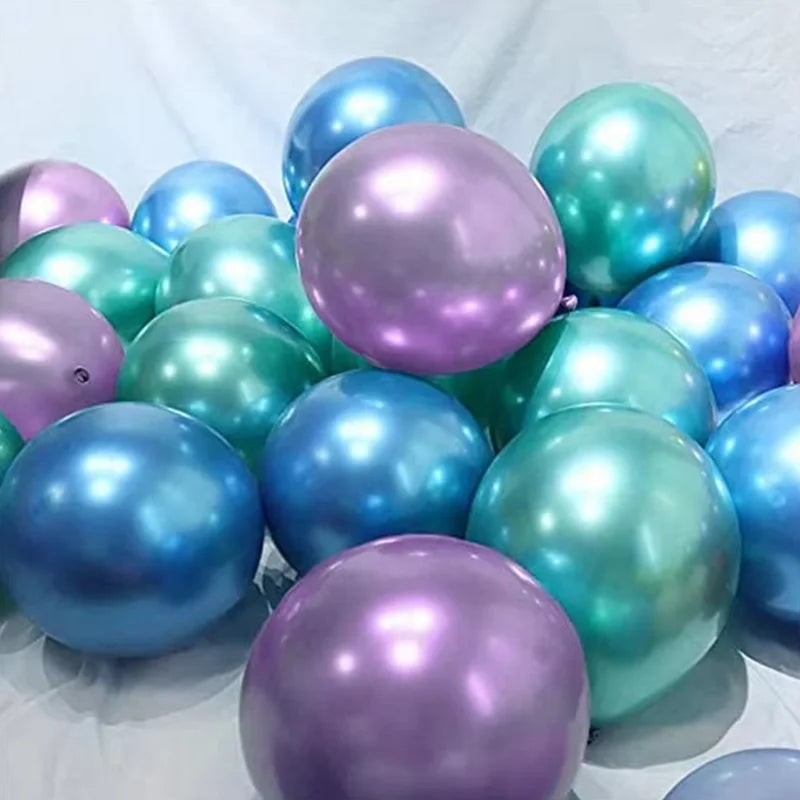 Chrome Metallic Mermaid Latex Balloons – 15-Piece Set, 10 Inch