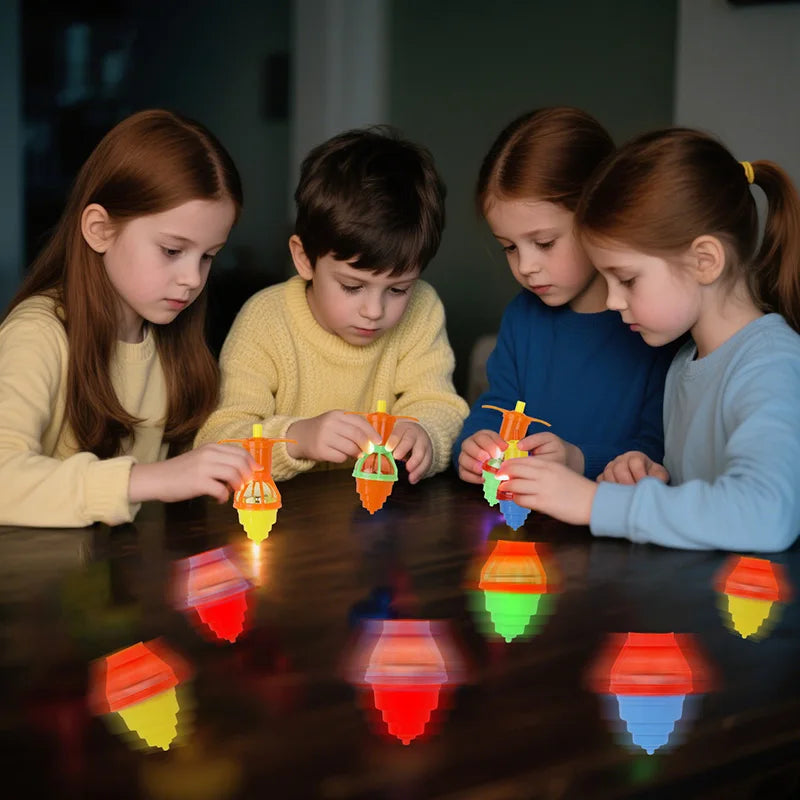 LED Light-Up Spinning Tops – 5, 10 or 20 Pcs Glow Gyro Toys for Kids Party Favors & Gifts