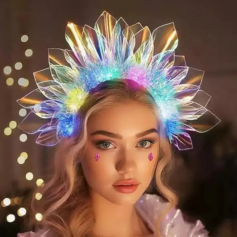 LED Light-Up Laser Headband – Glowing Iridescent Hair Hoop for Festivals, Concerts, Birthdays & Halloween (1, 2, 4, 8 or 10 Pcs)