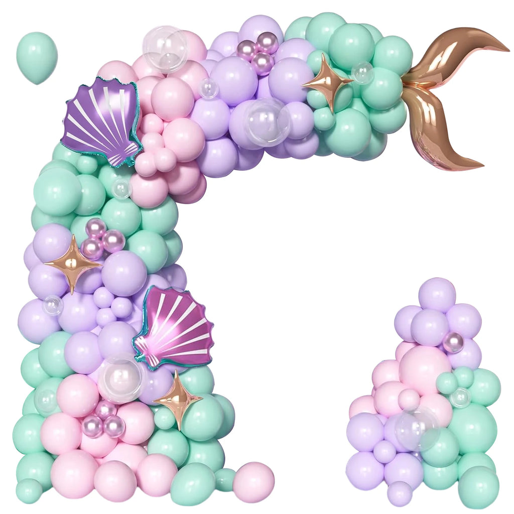 Mermaid Balloon Arch Kit – 109-Piece Ocean Theme Set with Shell & Fishtail Foil Balloons for Birthdays, Baby Showers & Weddings