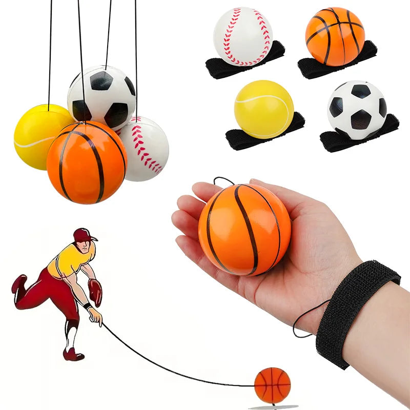 Wrist Strap Bouncy Ball Set – Kids Sports Party Favors