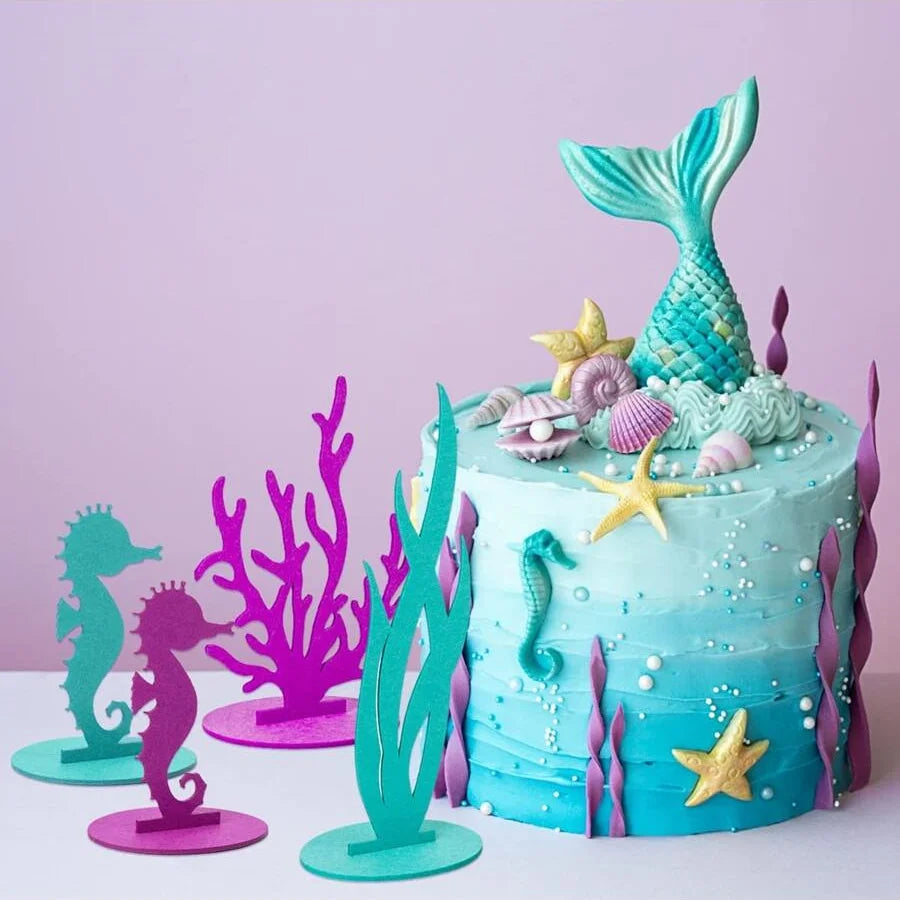 Mermaid Felt Table Centerpiece Set – 12-Piece Under the Sea Party Decoration