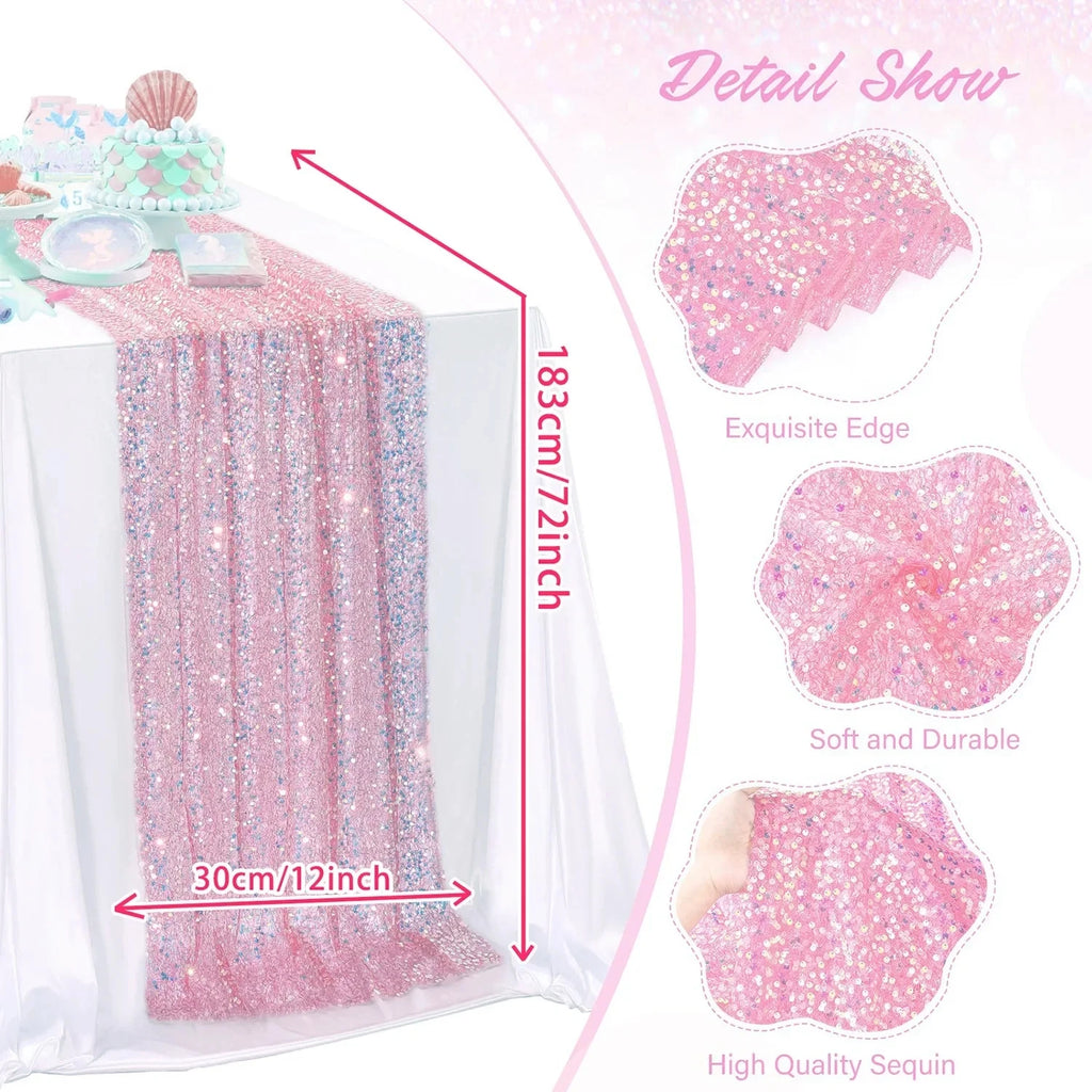 Iridescent Tulle Table Runner – Sheer Floral Party Table Decor (30x183cm or 30x275cm, 6 Colors)