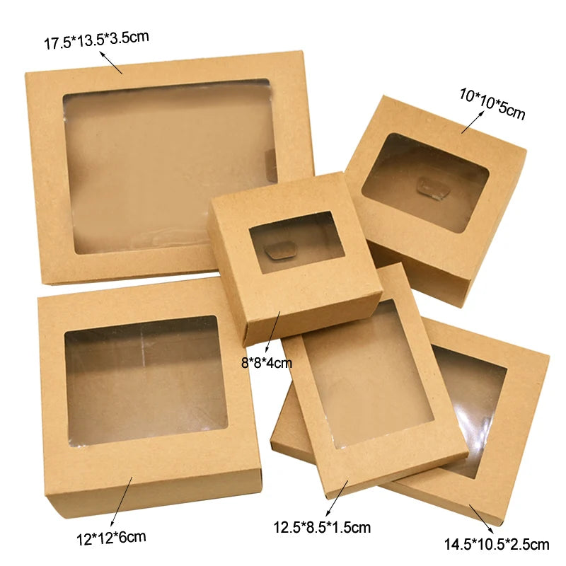 Kraft Paper Gift Boxes with Window – Party & Wedding Favor Packaging
