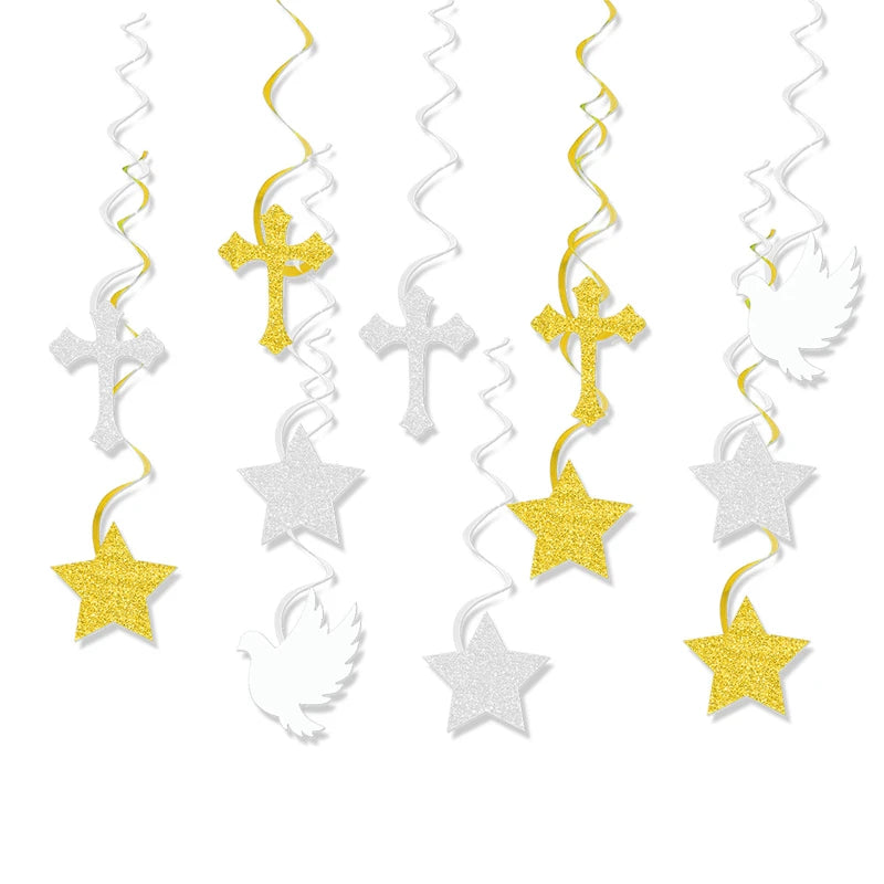 First Communion Hanging Swirls – Baptism & Religious Party Decor