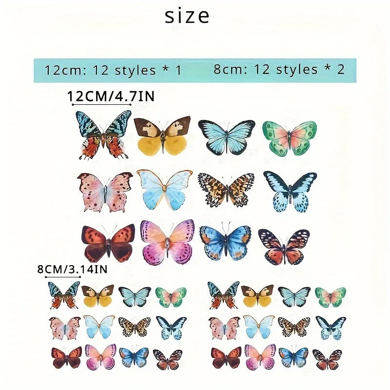 3D Butterfly Decorations – 36 Pcs Watercolor Wall Decor