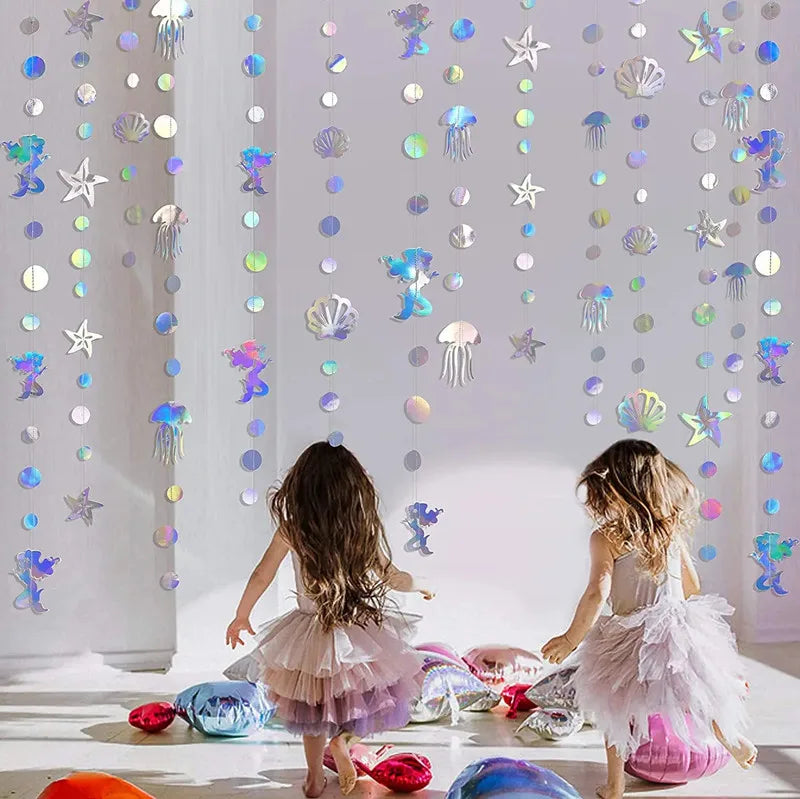 Iridescent Mermaid Hanging Garland – Under the Sea Party Decor