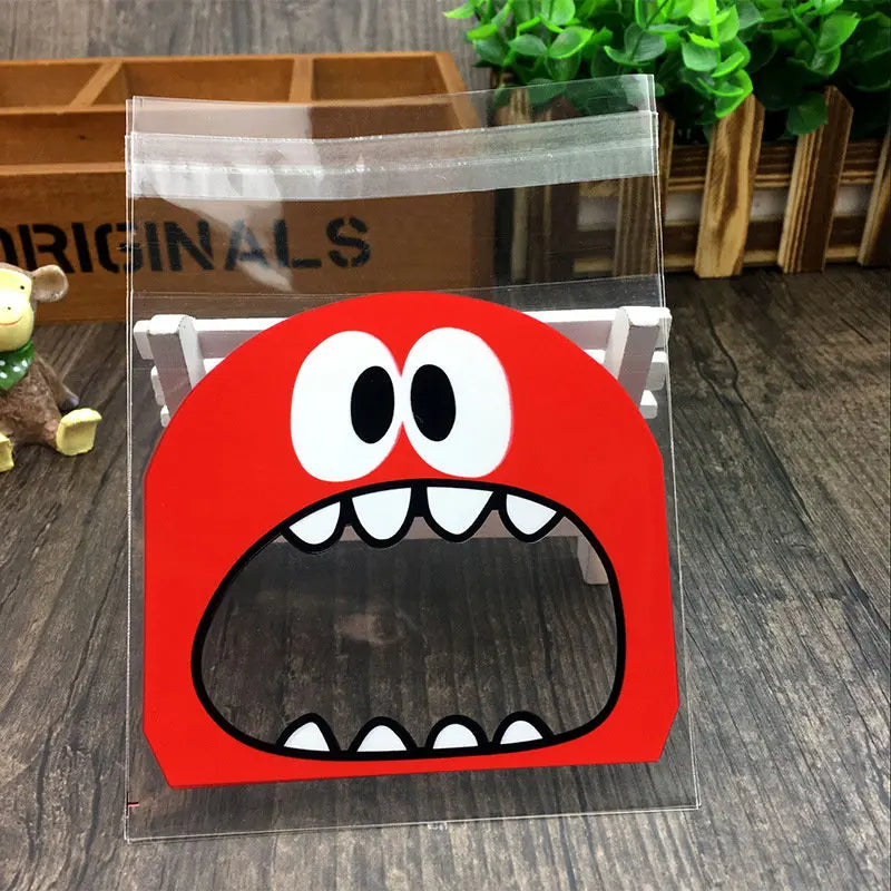 Cute Cartoon Monster & Animal Self-Adhesive Treat Bags – Cookie & Candy Packaging (50 Pack, 7x7cm & 10x10cm)