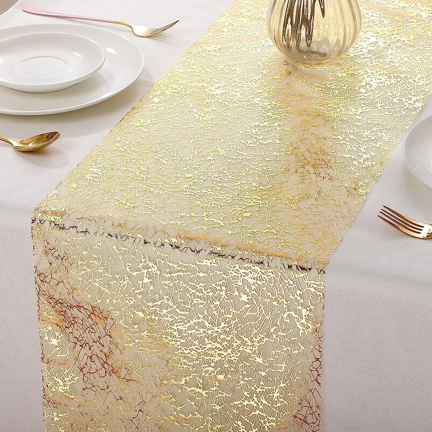 Glitter Metallic Table Runner – Gold & Rose Gold
