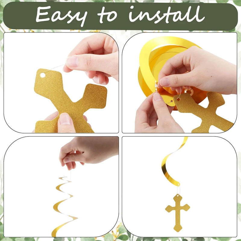 First Communion Hanging Swirls – Baptism & Religious Party Decor