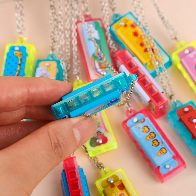 Mini Harmonica Necklace Toys – 10 or 20 Pcs Cartoon Musical Party Favors for Kids