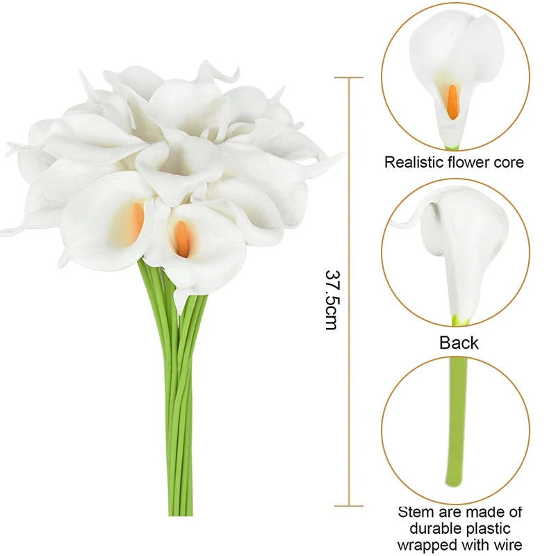 Real Touch Calla Lily Artificial Flowers – Wedding Bouquet & Home Decor (5 & 10 Pack)