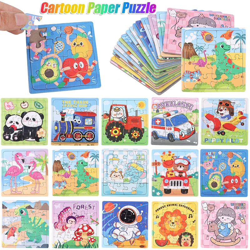 Mini Cartoon Animal Jigsaw Puzzles – 15 or 30 Pcs Kids Educational Party Favors & Pinata Fillers