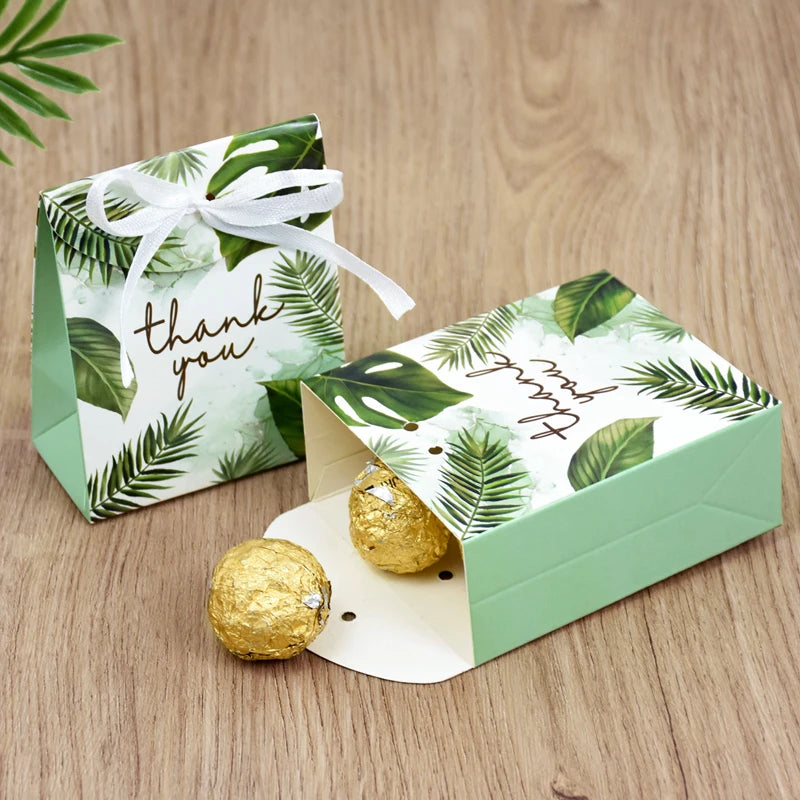 Thank You Gift Boxes – Green Leaf Candy & Cookie Favor Packaging