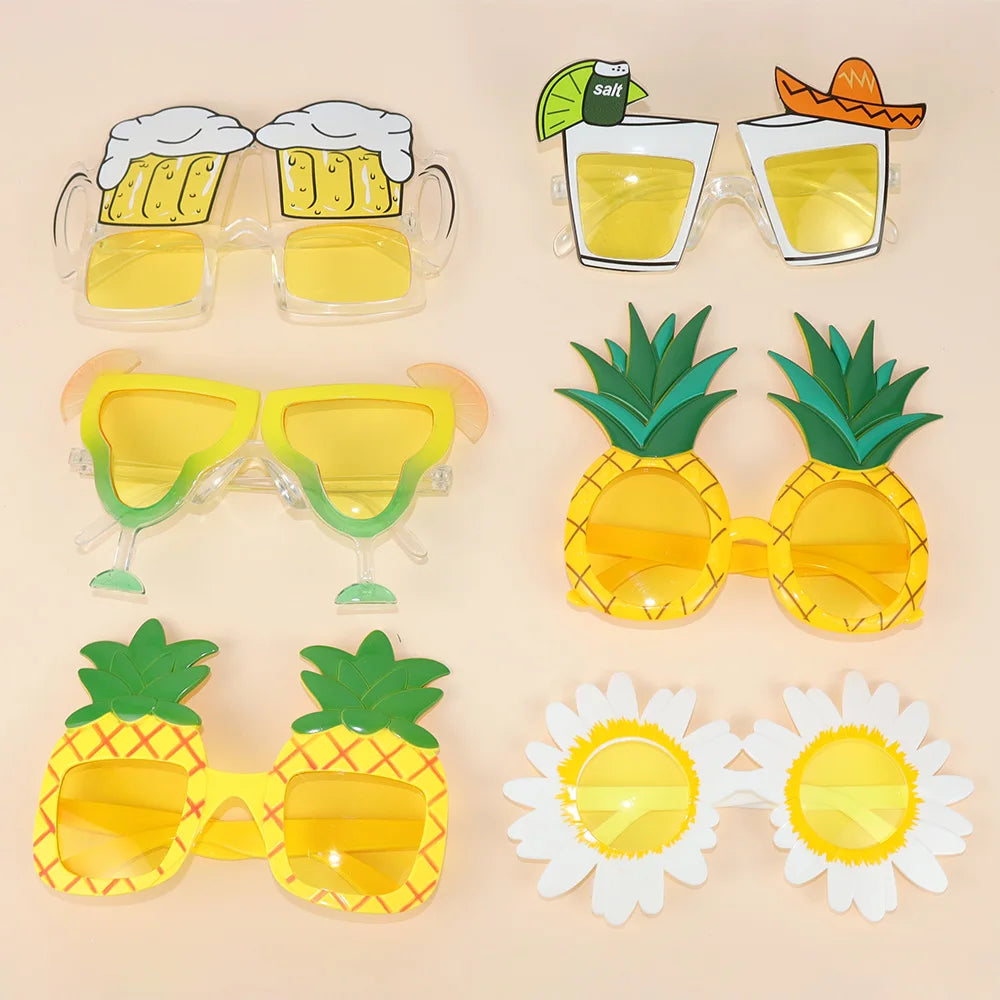 Tropical Novelty Party Sunglasses – Pineapple, Flamingo & Fruit Shapes