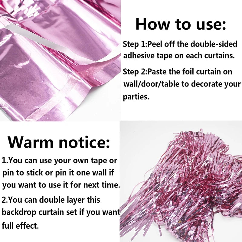 Metallic Foil Fringe Curtain Backdrop – 1, 2 or 4 Pack