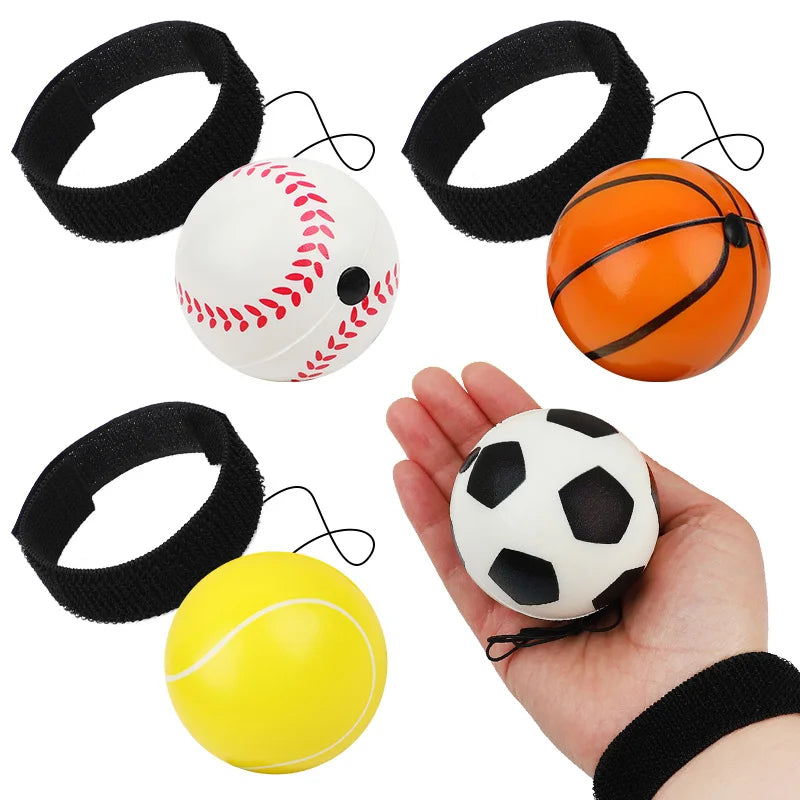 Wrist Strap Bouncy Ball Set – Kids Sports Party Favors