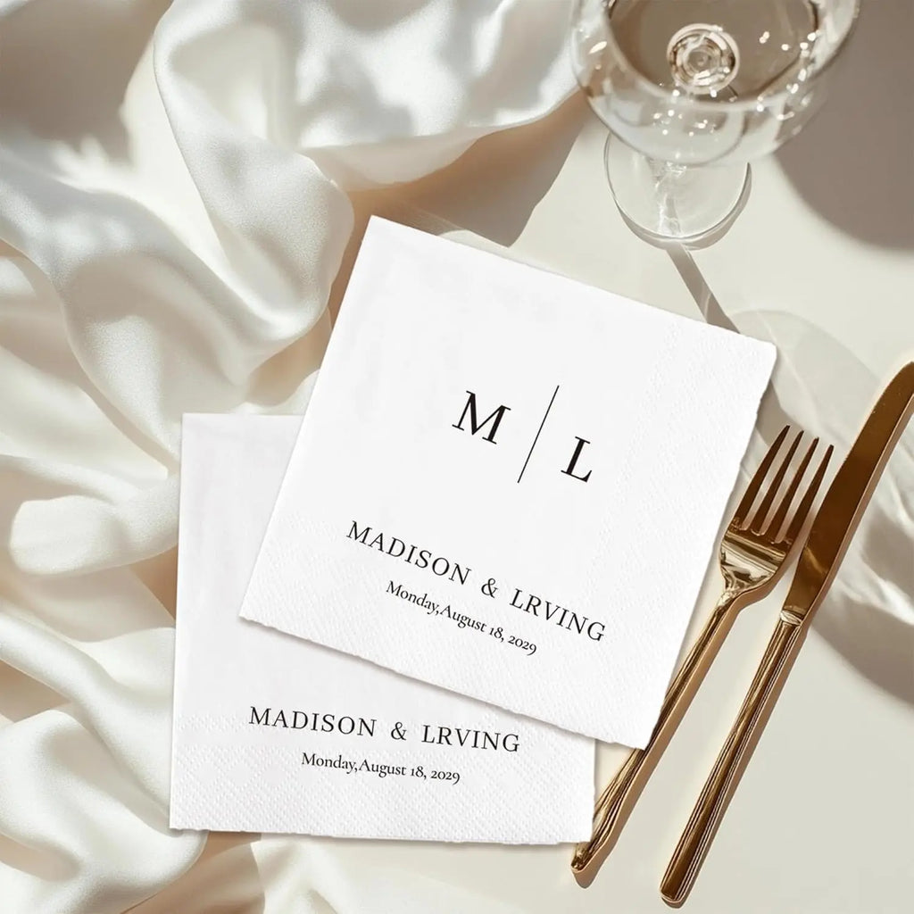 Personalized Paper Napkins – Custom Text & Monogram (7 Designs, 20–1000 pcs)