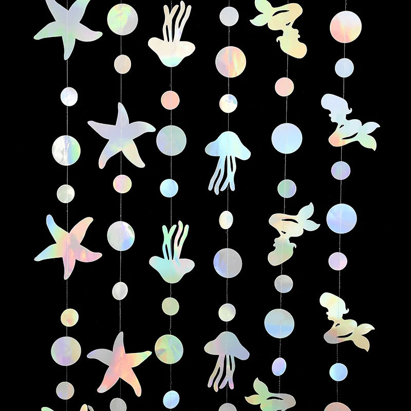Iridescent Mermaid Hanging Garland – Under the Sea Party Decor