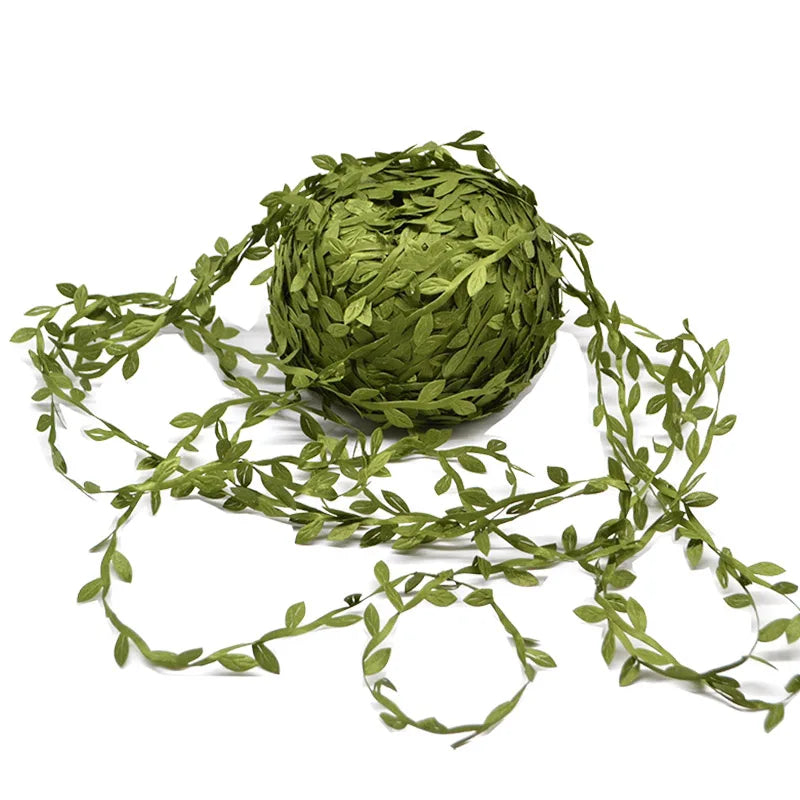 Silk Leaf Garland – 10M Artificial Green Leaves for Weddings, Wreaths & DIY Decor