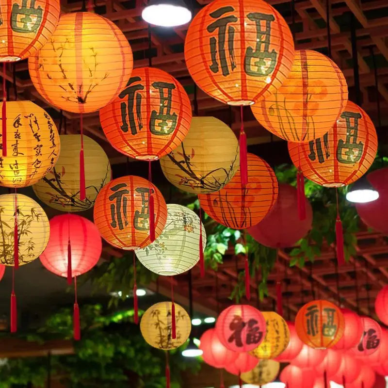Chinese Paper Lantern – 30cm Round Printed Floral Design (27 Styles)