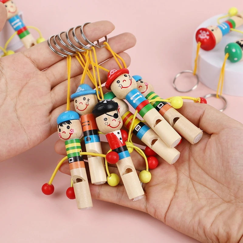 Wooden Pirate Whistle Keychains – Kids Party Favors & Goodie Bag Fillers
