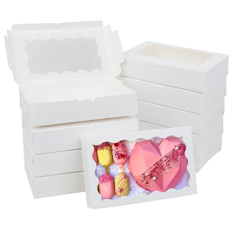 Gift Boxes with Window – Kraft Paper Treat Boxes for Birthdays, Weddings & Baby Showers (5, 10 or 20 Pcs)
